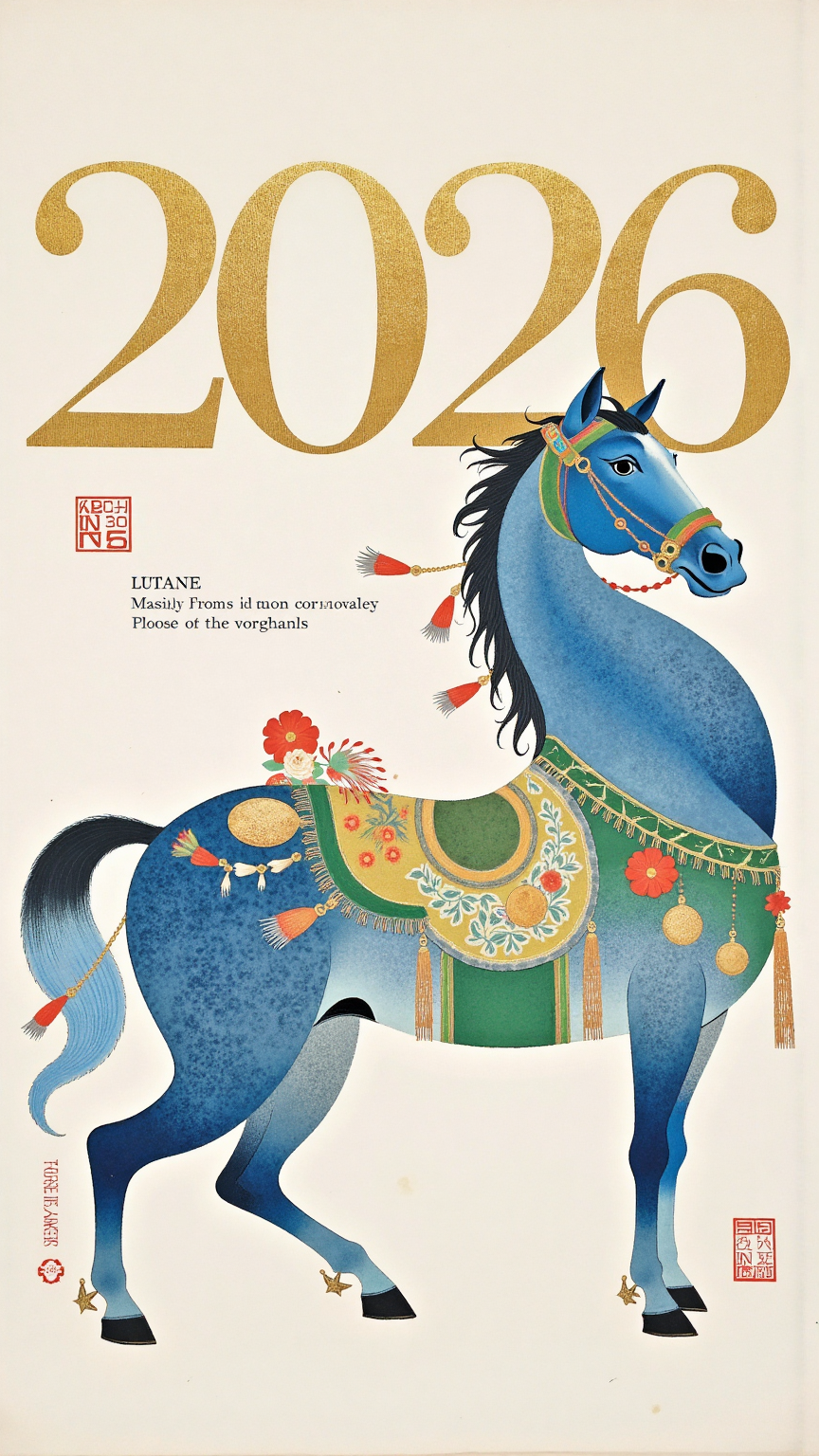2026新中式马年插画