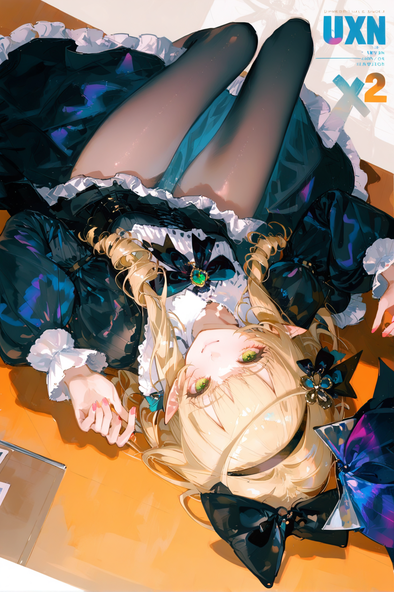 华丽哥特风少女的仰拍插画
