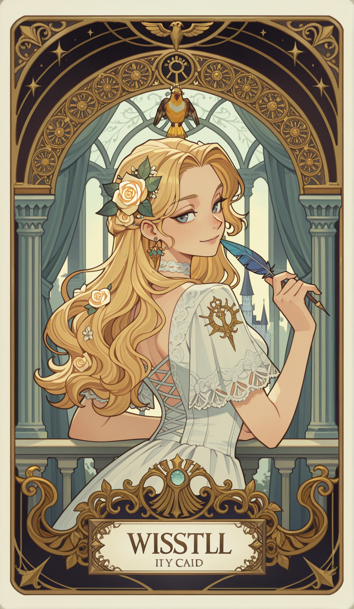 欧式华丽宫廷风金发少女插画