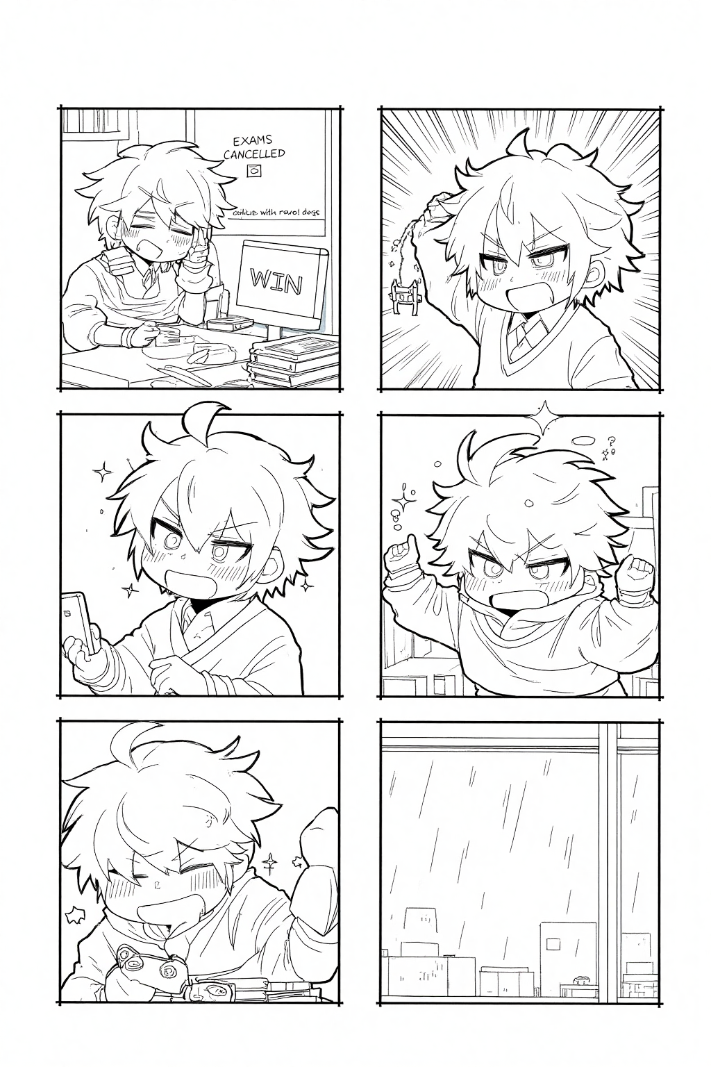 白帆信风_线稿人物帅哥漫画网格表情漫画