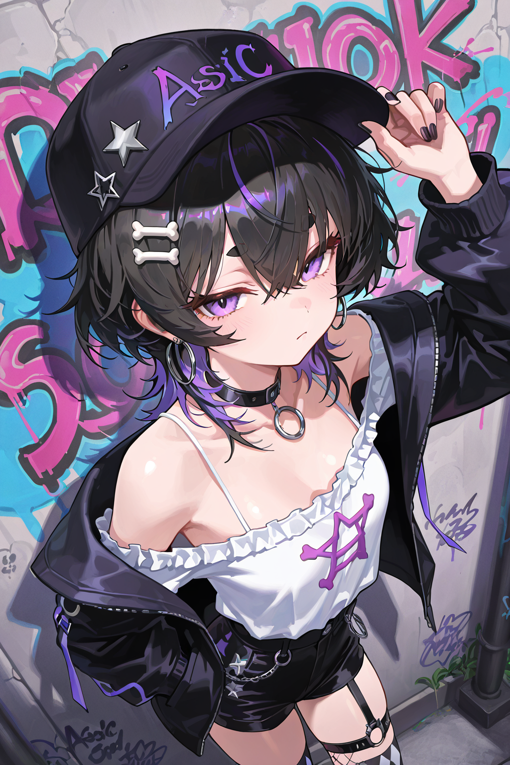 夏日列车门前的星星少女