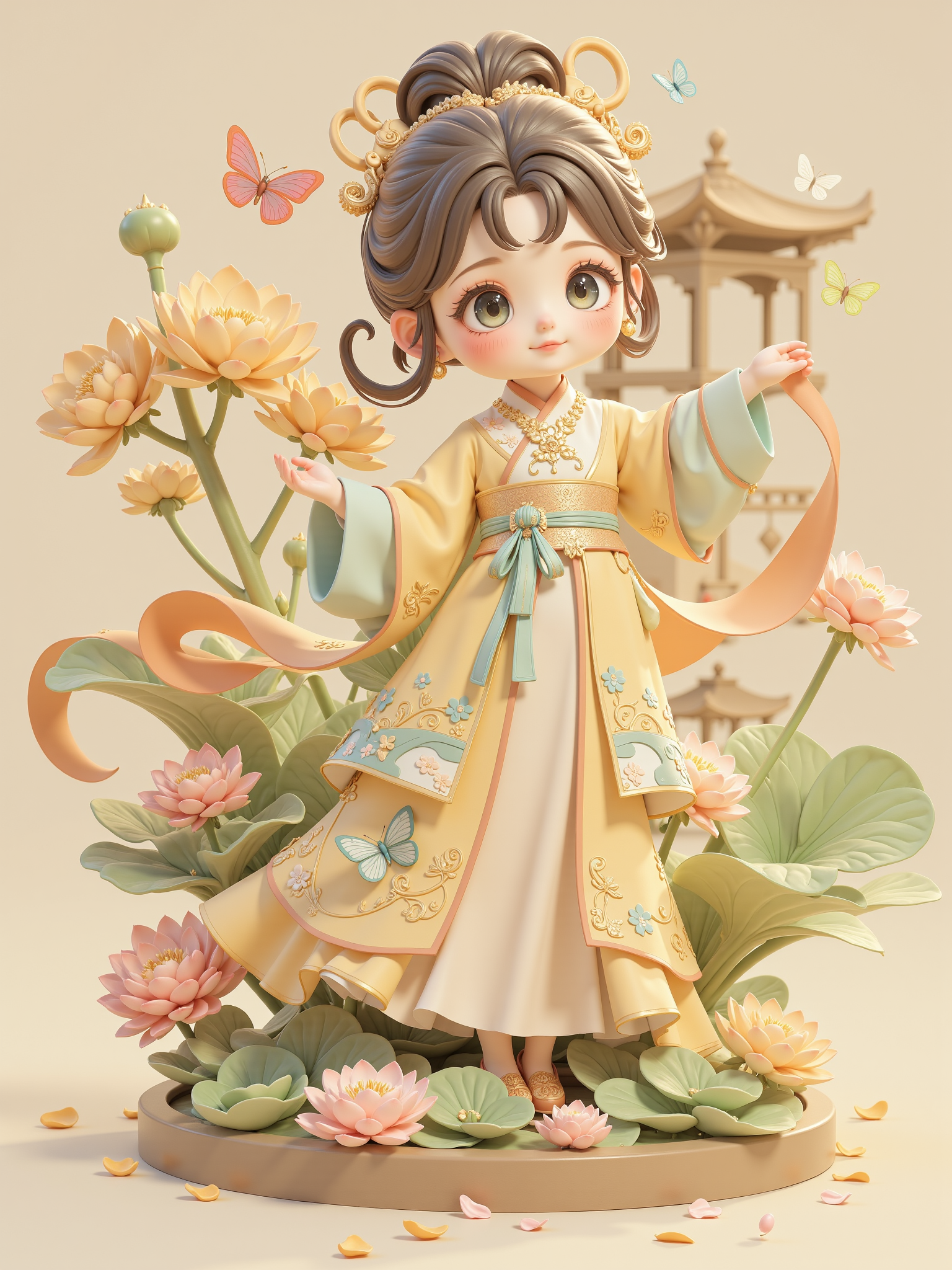 中国卡通传统服饰女孩
