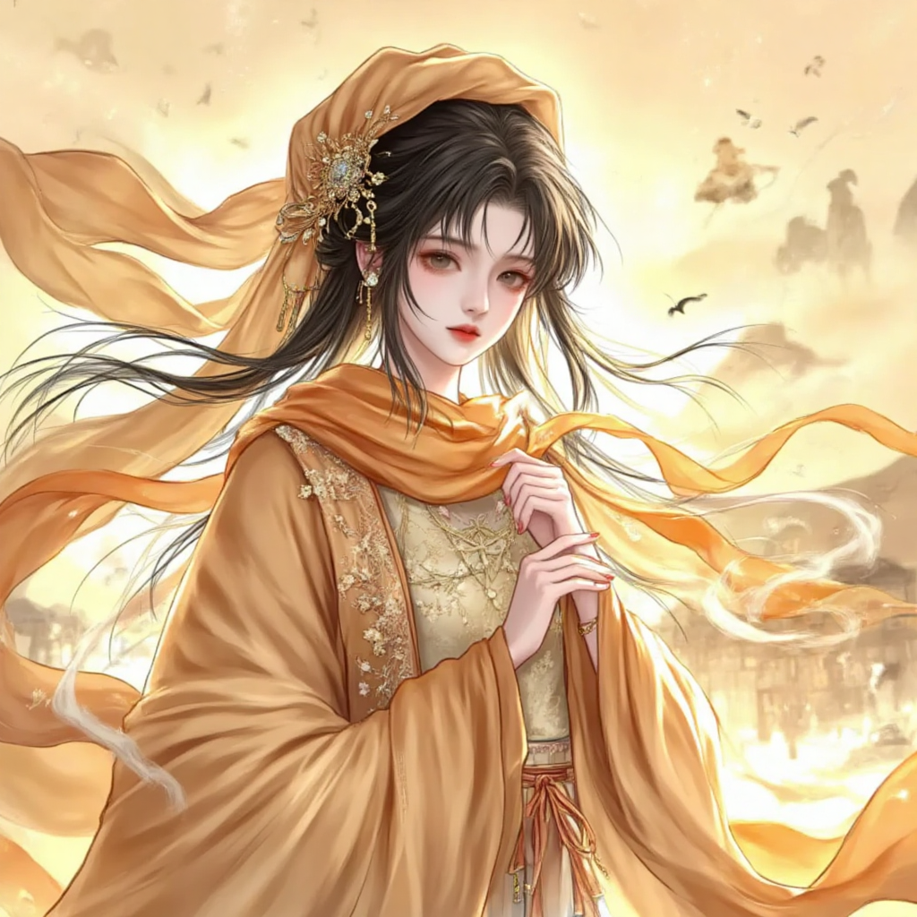 国风少女插画、古代小说封面